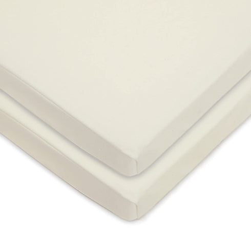 American Baby Company Twin Pack Knit Fitted Pack N Play Playard Sheet Made with Organic Cotton, Natural Color...