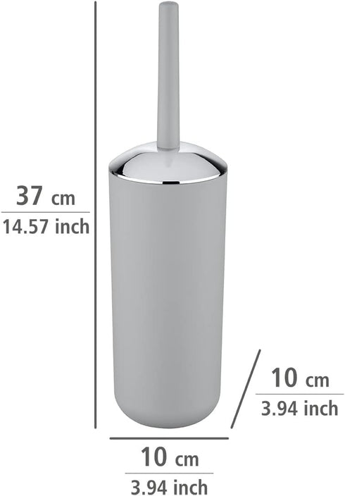 Brasil Toilet Brush, Toilet Bowl Cleaner Brush with Holder, Toilet Bowl Brush Made of Plastic, Grey, Dimensions 3.9 x 3.9 x 14.6 in...
