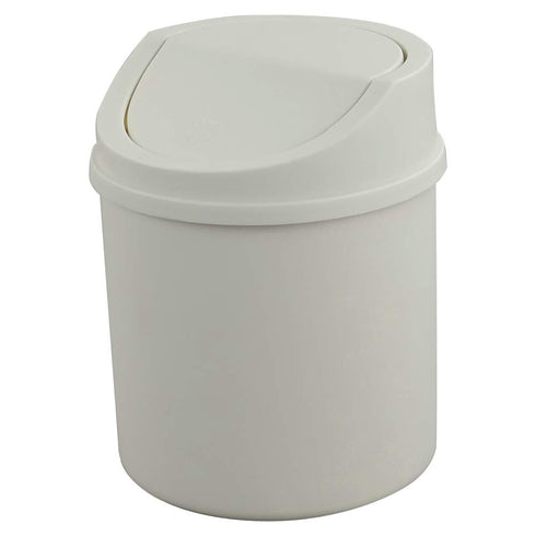 Tiny Trash Can with Swing Lid, Plastic Desktop Mini Waste Can, White...