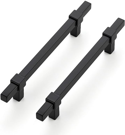 1 Pack Black Cabinet Handles - 5" Hole Center Cabinet Pulls Matte Black Drawer Pulls Cabinet Hardware Kitchen Handles for Cabinets...