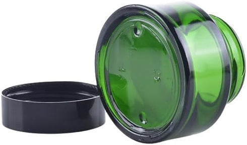 3 Pack Glass Jars with Lids and Inner Liners,50g Green Glass Cream Jar Empty Cosmetic Container Storage Jars,Refillable Travel Jars for Creams, Lo...