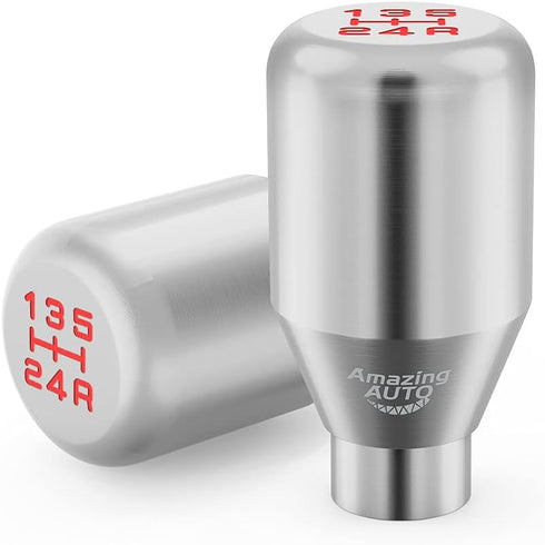 (Silver) 5 Speed Weighted Manual Universal Automatic Shifter Shift Knobs Lever with 3 Adapters Fit Compatible with Manual Cars Most Automatic Cars...
