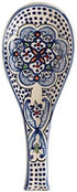 Quadow Spoon Holder/ Spoon Rest Ceramic Blue and White Hand Crafted and Hand Painted Northern African Design...