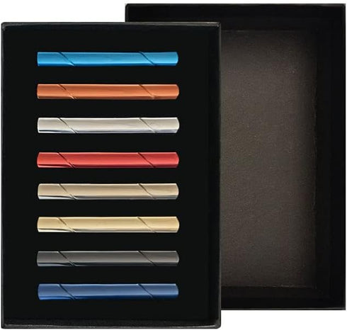 5Pcs Tie Clips for Men Tie Bar Clip Set for Father Husband Regular Ties Necktie Wedding Business With Gift Box...