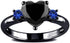 Hsitgexf Black Gold Plated Heart & Blue Round CZ Cubic Zirconia Promise Statement Ring,Women's Fashion 3-Stone Wedding Engagement Ring (US size 9)...