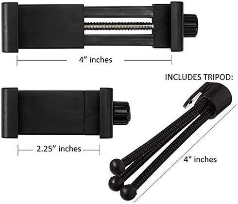 Alphx Universal Smartphone Tripod Cell Phone Holder Mount Adapter Set, Fits iPhone, Samsung, and All Phones, Rotates Vertical and Horizontal with ...
