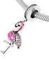 Eternalll Original 925 sterling silver Beads Pink Flamingo Bird Enamel CZ Stone Dangle Lucky Animal Charm Birthday Christmas Charm for Women Origi...