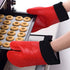 2PCS Red Black Professional Extra Large Silicone Oven Mitts and Pot Holders Oven Gloves Heat Resistant Gloves Kitchen Mittens BBQ Holders for Cook...