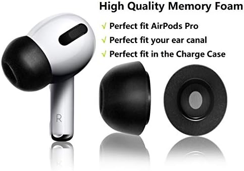 Foam Tips Compatible with AirPods Pro, Memory Foam Ear Tips, Fit in Case,with Built-in Dust-Guard Net,Noise Cancelling,Comfortable, 3 Pairs Black ...