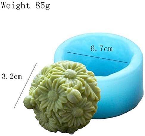 Silicone Mold 3D Ball-Flower, Daisy Flowers Shape Craft Art Silicone Soap Mold, Blooming Chrysanthemum Molds DIY Soap Molds - The Best Handmade Gi...