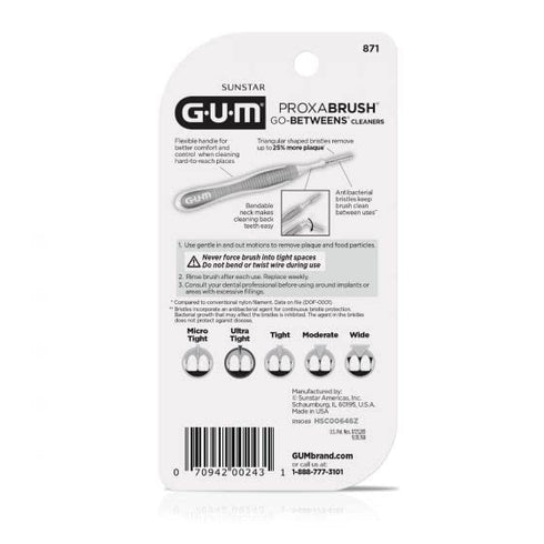 GUM Proxabrush Go-Betweens - Ultra Tight - Interdental Brushes - Soft Bristled Dental Picks for Plaque Removal & Gum Health - Safe for Braces & De...
