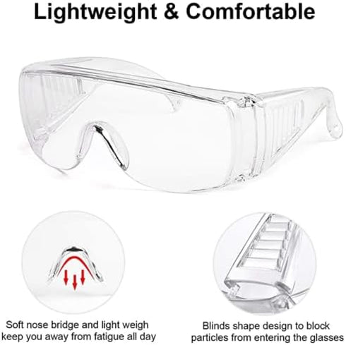 1Pc Clear Safety Glasses Anti-Fog Protective Polycarbonate Eyewear with Impact Resistant Lens Safety Goggles and Eye Protection Goggles for Constr...