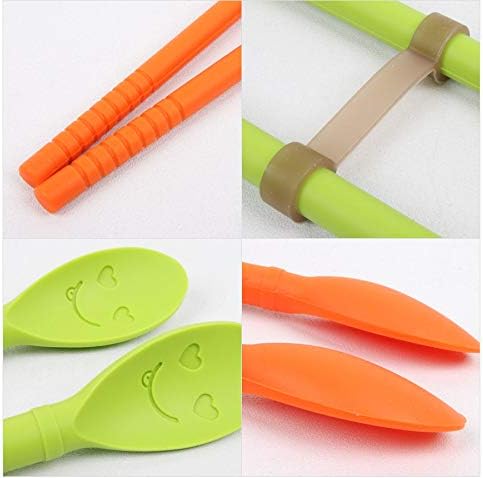 Kitchen Reusable 12 in Long Non Slip Silicone Cooking Chopstick with Spoon and Band, Stainless Steel Reinforced, Tempura, Frying, Hot Pot, Non Scr...