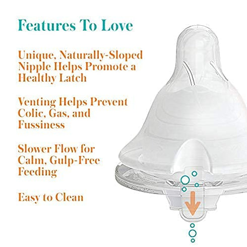 Evenflo Feeding Balance + Wide Neck Printed Bottles, 9oz 2pk, with Pacifier...
