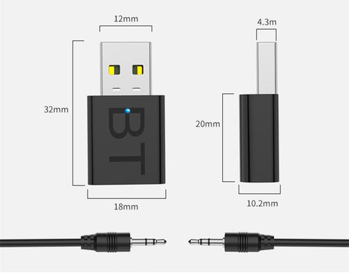 2 in1 USB Bluetooth 5.0 + EDR Transmitter Receiver AUX Adapter Portable Wireless Music TV PC Audio Transmitter 3.5mm...