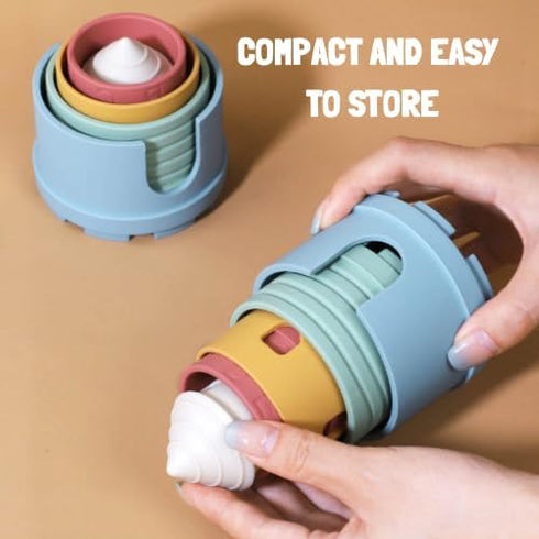 Silicone Stacking Castle Toy, Soft Teether Toy, Montessori Educational Toy for Babies and Toddlers, 6+ Months, BPA Free, 5 Piece Set...