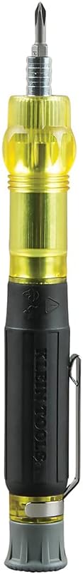 Klein Tools 32613 Multi-Bit Screwdriver, Precision HVAC 3-in-1 Pocket Screwdriver with Phillips, Slotted and Schrader Bits...