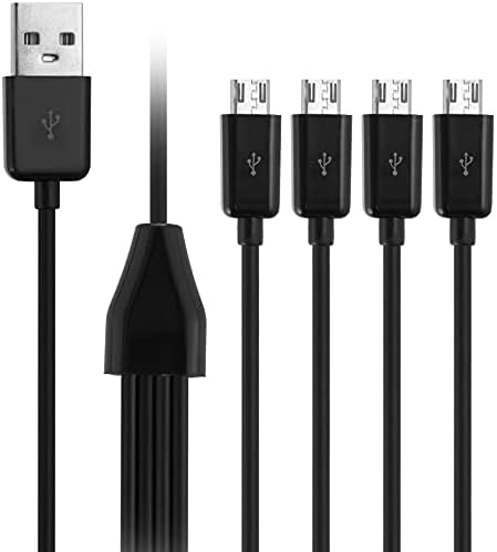 USB A to USB Micro Charging Cable, 4 in 1 Multi Charger Cable Micro USB Splitter Cable 4 Ports Micro USB 2.0 Male to Male Charging Cord 4 Connecto...