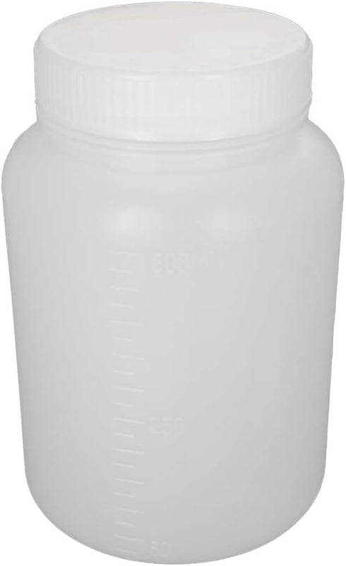 Bettomshin 1Pcs 500ml PE Plastic(Food Grade) Bottles, Wide Mouth Lab Reagent Bottle, Liquid/Solid Sample Seal Sample Storage Container with Gradua...