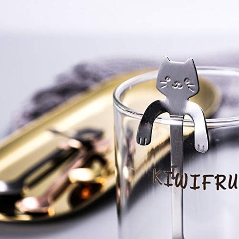 20PCS Stainless Steel Cute Mini Cat Spoon for Tea, Coffee, Dessert, Sugar, Ice Cream, etc (11.5cm/4.5inch)...