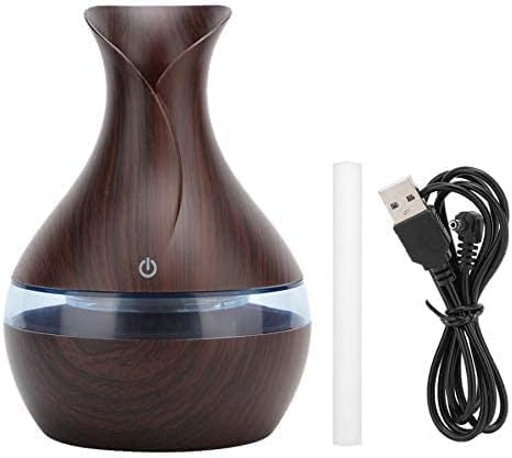 Essential Oil Aroma Diffuser Mini USB Humidifier, Natural Home Fragrance Diffuser with LED Colors Changing Light, Easy to Clean (Wood) (Dark Wood)...