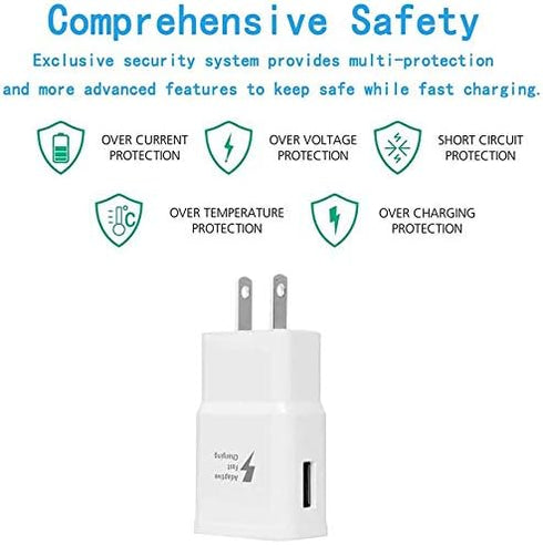 Adaptive Fast Charging USB Wall Charger Adapter for Samsung Galaxy s24 s23 s22 S21S10 S6 S7 S8 S9 / Edge/Plus/Active, Note 5 8, 9, Note 10, LG Qui...