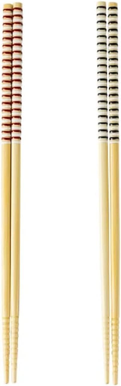 Asahi Koyo 2 Pairs Set Cooking Serving Long Chopsticks Dishwasher Safe 10.6 Inches Red and Black Made in Japan...
