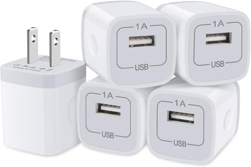 5 Pack Fast Charging USB Wall Charger Brick Power Adapter Cube for iPhone 15/14/13/12/SE/11/11 Pro Max/XR/X/Plus/Mini, iPad, Samsung, Camera, LG, ...