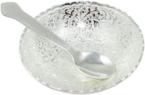 NOBILITY Silver Plated Bowl Spoon set for Diwali Wedding Housewarming Return Gift items 1 Set...