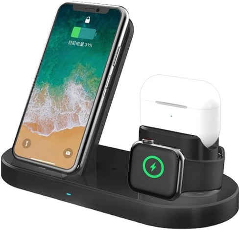 Wireless Charging Station, 3-1 Fast Charging Station, 15W Qi Wireless Station for iPhone, iWatch, AirPod, Samsung Phones, Earphones and Smart Watc...