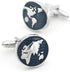 Vintage Cuff Links Blue World Map Globe Design Quality Brass Material Cuff-links for Men with Gift Box...