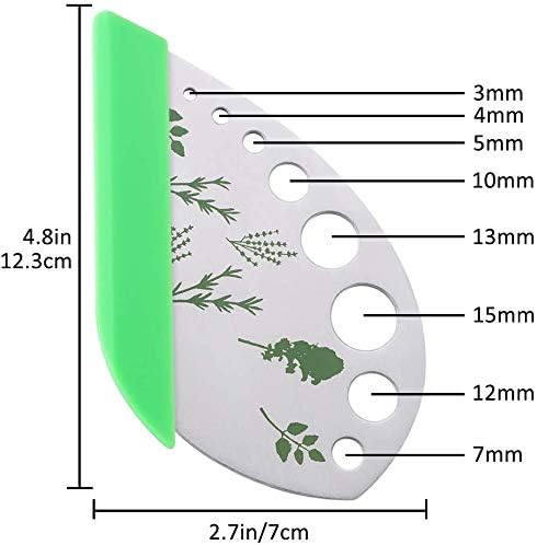 Herb Stripper, Jiaedge Green 9 holes Stainless Steel Kitchen Herbs Leaf Stripping Tool, Metal Herb Peeler for Kale, Collard Greens, Thyme, Basil, ...