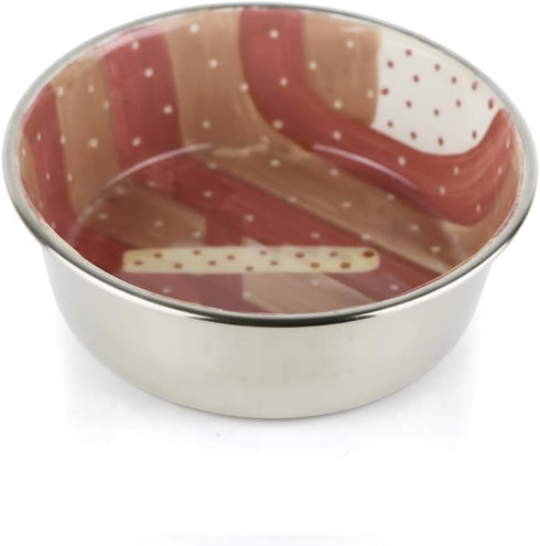 Hand Painted Multicolour Anti-Skid Stainless Steel Water and Food Feeding Bowl for Adult Dogs, Puppies, Cats |Stainless Steel | Anti-Skid | Easy t...