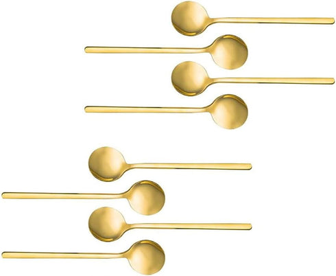 Gold Plated Stainless Steel Espresso Spoon Long Handle Stirring Spoon Long Handle Mixing Spoon Mini Teaspoons Set Ice Teaspoon for Mixing, Cocktai...