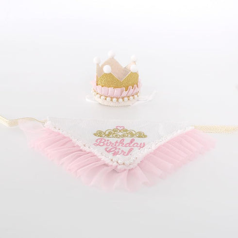 Girl Dog Birthday Hat Bandana kit, Princess Dog Birthday Decorations Girls with Crown for Cats Dogs 1st Birthday Gift Pet Birthday Party Dog Birth...
