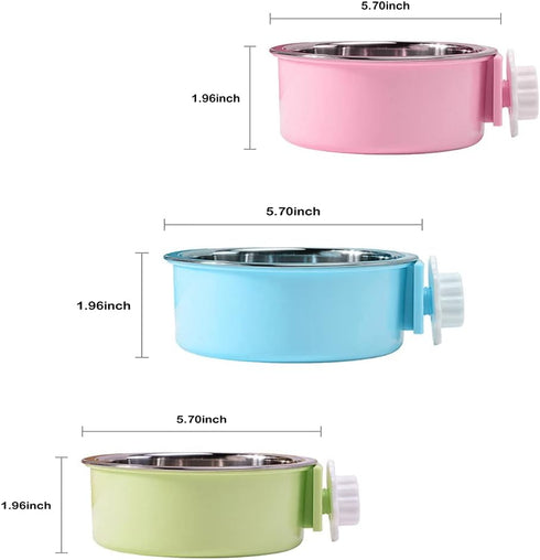 Crate Dog Bowl, Stainless Steel Removable Hanging Food Water Bowl Crate Coop Cup,Pet Cage Bowls with Bolt Holder for Dog, Puppy, Cat, Rabbit, Bird...