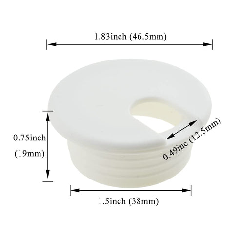 HAHIYO 2Pcs 1.5Inch/38mm White ABS Plastic U-Shaped Desk Grommet Wire Grommet Cable Management Cord Hole Cover Desk Wire Hole Insert Wire Organize...