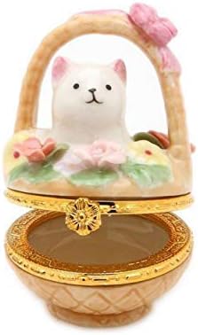 Cosmos 738-66 Fine Porcelain Cat and Dog Hinged Box, 2-3/8-Inch, Set of 2,Yellow...