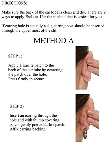 EarLite 60 patches Invisible Earring Ear Support Waterproof Patches in ZipLock Pouch - Made in USA...