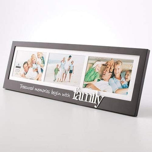 Malden Treasured Memories Begin with Family Silver Expression 3-Opening Frame, 4 by 6-Inch...