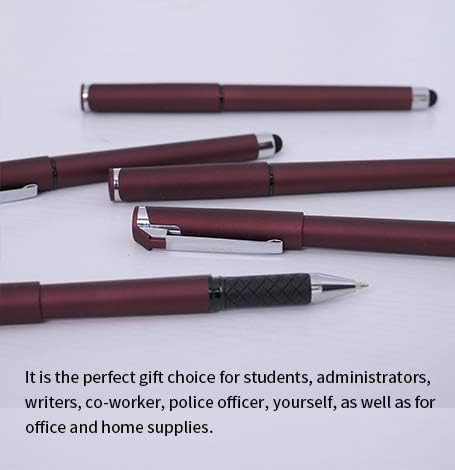 0.7mm Black Ink Gel Ink Rollerball Pens 2 in 1 Medium Point Pens with Stylus Work Pen Smooth Writing for Office Black gel pen (Burgundy-18pack)......