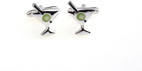 Martini Olive Cocktail Drinks Pair Cufflinks in a Presentation Gift Box & Polishing Cloth...