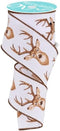 Deer Heads Wired Edge Ribbon - 2.5" x 10 Yards (White, Brown, Tan, Caramel)...