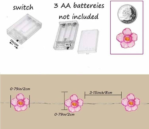 Cherry Blossom Flower String Light, 40 LED 13FT Pink Sakura Fairy Lights Christmas Decorative Lights Battery Powered Novelty Light for Girls Bedro...