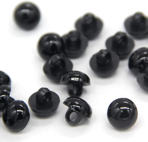 100PCS 10mm Black Safety Eyes Buttons Plastic Solid Domed Round Beads, for Clothing, for Shirts, Skirts, Coat, for Doll Animal Stuffed Toys, Handm...