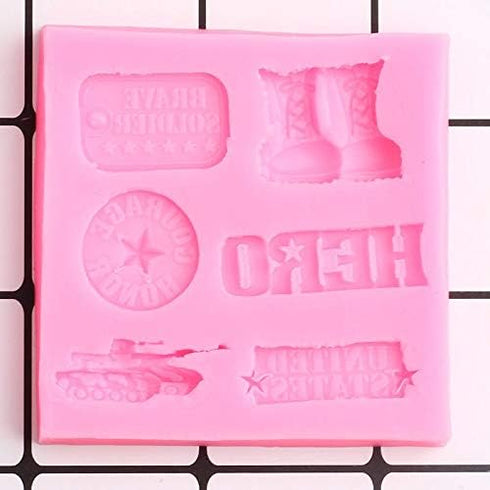Soldier Hero Army Tank Silicone Mold DIY Gum Paste Jelly Shots Crystal Desserts Soap Mould Cupcake Cake Topper Decoration Chocolate Handmade Ice C...
