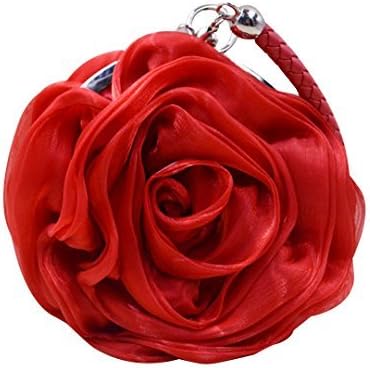 Mily Womens Satin Evening Bag Flower Shaped Wristlet Soft Satin Wristlet Handbag Wedding Party Purse...