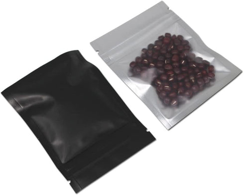 FERENLI 100 Pcs Mylar Zipper Lock Bag Food Storage Matte Foil Airtight Bags with Front Window Plastic Candy Packaging Pouch for Zip Flat Heat Seal...
