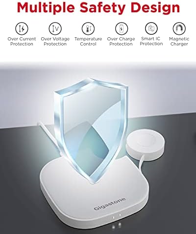 Gigastone 2 in 1 Qi Dual Wireless Charging Pad 10W Max Compatible with iPhone 15/14/13/12/11/XR/XS/X/8, Apple Watch 9/8/7/6/SE/5/4/3/2/1, Airpods ...