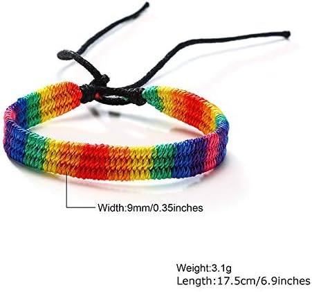 COLORFUL BLING Nepal Rainbow Woven with Bisexual Pride Braided Month Stuff Bracelet Anklet Lesbians Gays Couple Friendship Jewelry for Women Men...